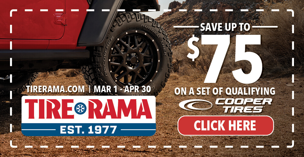 Save up to $75 on a set of qualifying cooper tires
